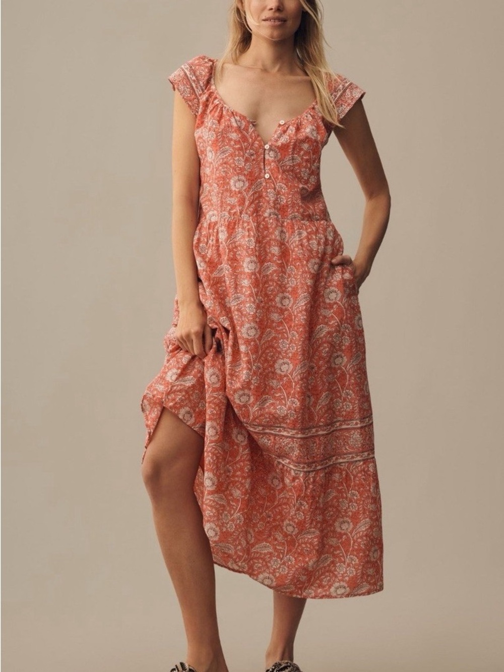 Velvet by Graham & Spencer Coral Paisley Maxi Dress